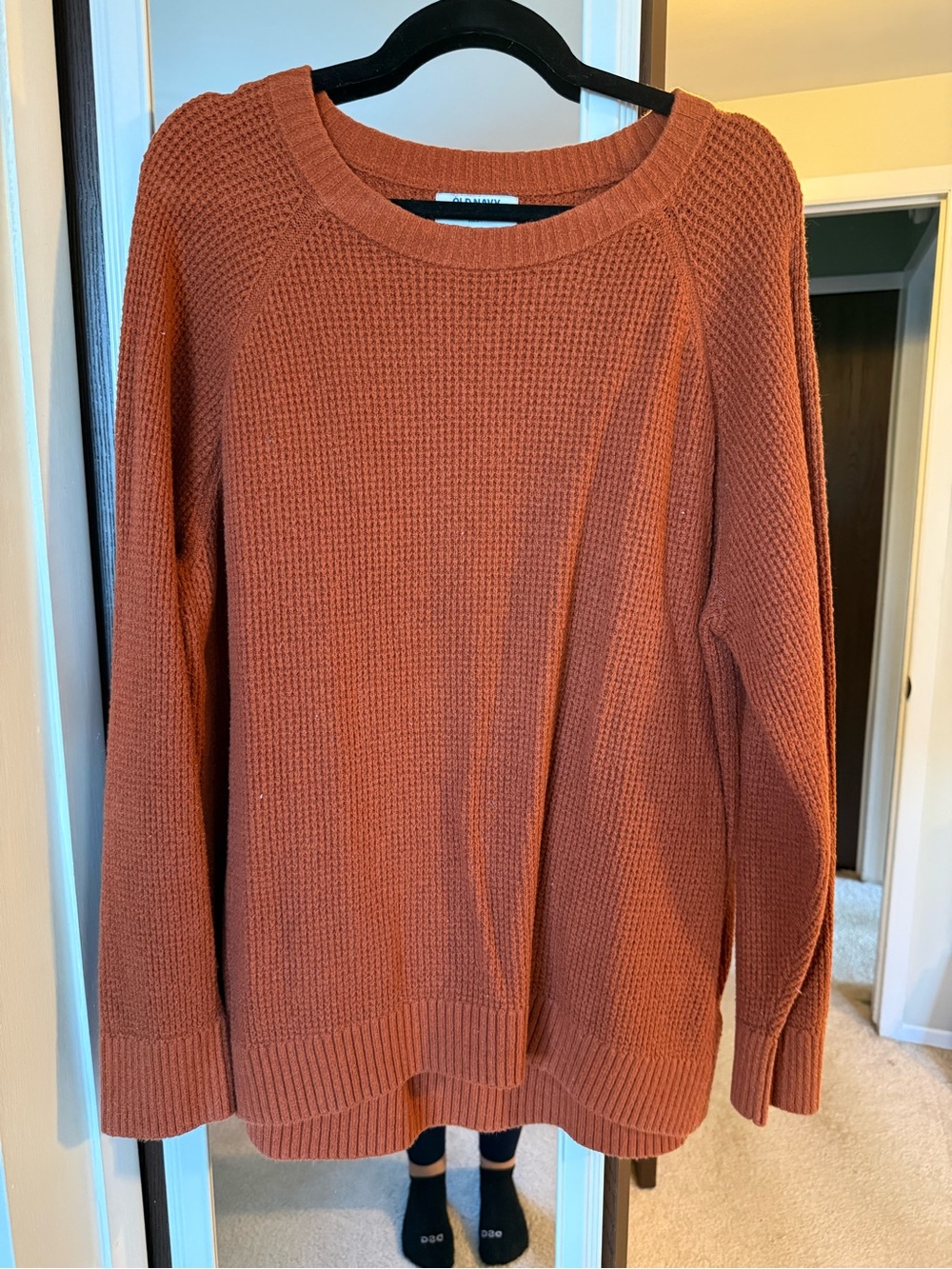 Old Navy Waffle Knit Crewneck Sweater - Rust Orange